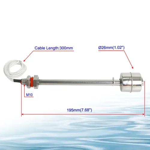 Vista 20 de Aopin Interruptor de sensor de nivel de agua de acero inoxidable, sensor de nivel de líquido, controlador de flotador de bola de plástico para bomba