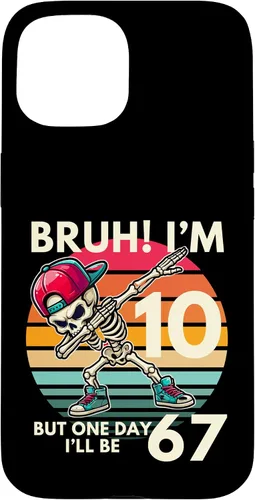 Vista 6 de Bruh I'm 10 But One-Day I'll Be 67 Retro 10th Birthday Kids Case for iPhone 17