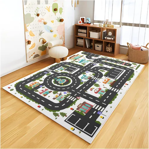 Vista 13 de Alfombra ABC Analógica para Niños Sala de Juegos Alfombra de Juego de Autos Alfombra de Carretera de Vida Urbana para Autos Divertido Mapa de Ciudad
