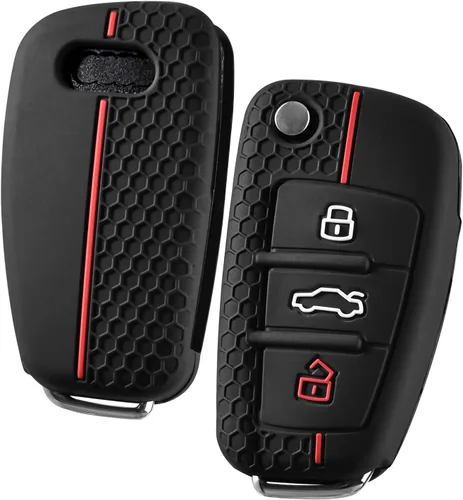 Vista 14 de ELOHEI Funda para llavero Audi, funda de TPU suave de alta calidad, protección completa, compatible con Audi A1 A3 Q3 Q7 R8 A6L TT (negro)