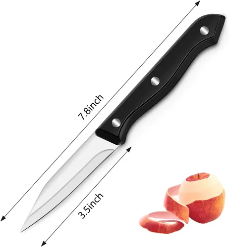 Vista 2 de BEWOS Juego de 4 cuchillos de pelar - Cuchillos de pelar con mango ergonómico, cuchillos de pelar de triple remache de 8,9 cm, peladores de acero
