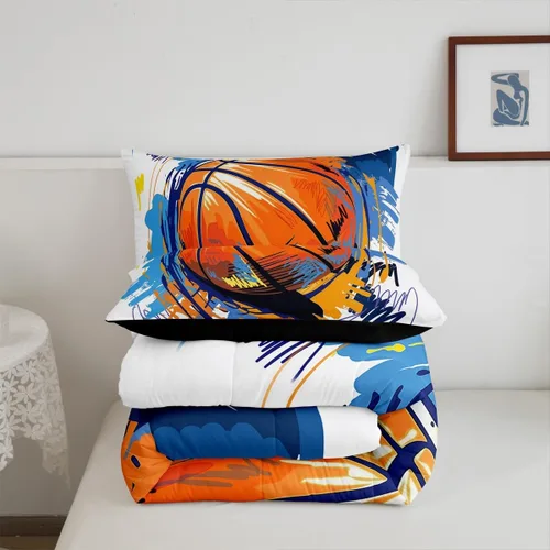 Vista 48 de Juego de ropa de cama de baloncesto para niños y adolescentes, juego de edredón deportivo para niños, tamaño matrimonial, suave, ligero, decoración
