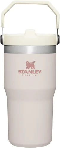 Vista 100 de STANLEY IceFlow 2.0 - Vaso con pajilla abatible con asa, 30 onzas, tapa giratoria y popote abatible, botella de agua a prueba de fugas, acero Tiza