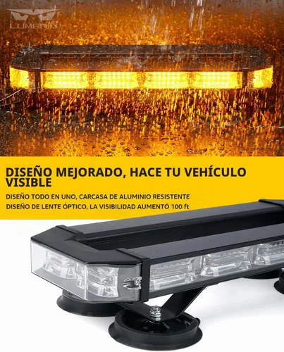 Vista 3 de LUMENIX Barra de luz estroboscópica de emergencia para techo con 72 luces LED con panel de control, base magnética, advertencia intermitente, barra