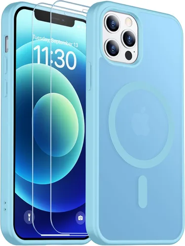 Vista 258 de SPIDERCASE Funda magnética translúcida diseñada para iPhone 11, con 2 protectores de pantalla de vidrio templado, antihuellas, para iPhone 11 de 6.1