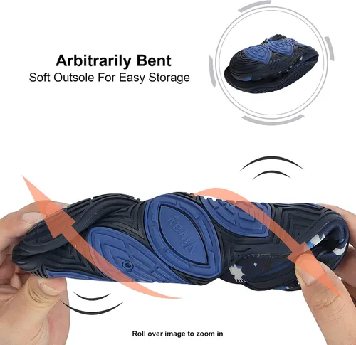 Vista 4 de Zapatos de agua para mujeres y hombres, zapatos de playa, zapatos de natación, zapatos descalzos, zapatos de senderismo, surf, caminar, azul oscuro