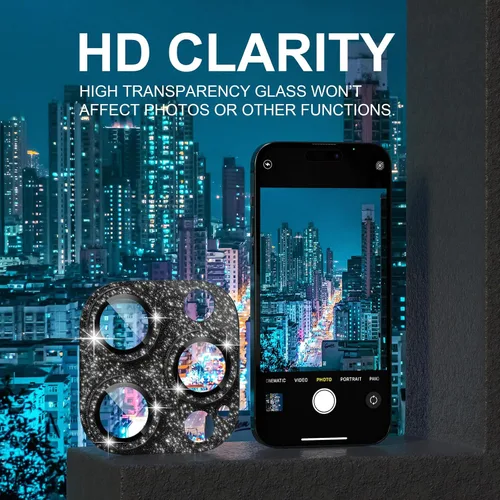 Vista 6 de Choiche Compatible con iPhone 15 Pro/iPhone 15 Pro Max, protector de lente de cámara brillante con protector de pantalla de lente de vidrio templado