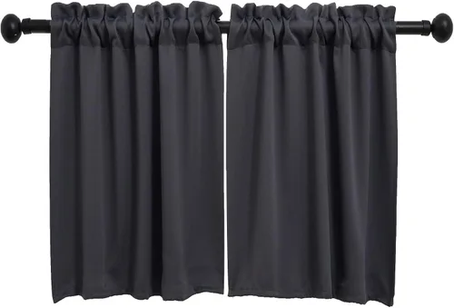 Vista 32 de Pickluc Cortina opaca de cocina de 20 pulgadas de largo, con bolsillo para barra, cortinas para ventanas pequeñas en sala de estar, sótano Beige