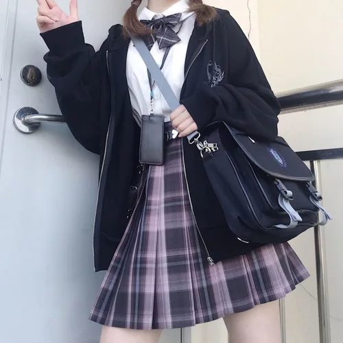 Vista 3 de Preppy Y2k Zip Up Hooded Sweatshirts for Women Aesthetic Graphic Oversized Hoodies Kawaii Cutecore Long Sleeve Clothes