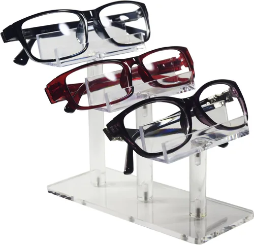 Vista 2 de MOOCA 3 Tier Premium Acrylic Eyewear Display Stand, Sunglasses Rack Holder, Sunglasses Stand, Eyewear Organizer for Eyeglasses, 5 in H 3-tier