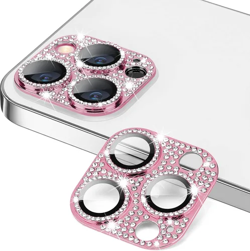 Vista 18 de Protector de lente de cámara para iPhone 13 & iPhone 13 Mini, brillante con diamantes de imitación 3D con purpurina, cubierta de cámara de vidrio