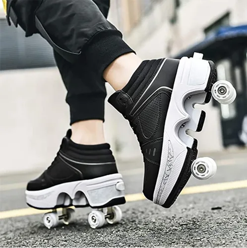 Vista 2 de Patines multifuncionales Zapatos de Deformación Automáticos Zapatos de Patinaje Masculino y Femenino Zapatos de Patinaje 2 en 1 Patines de Polea