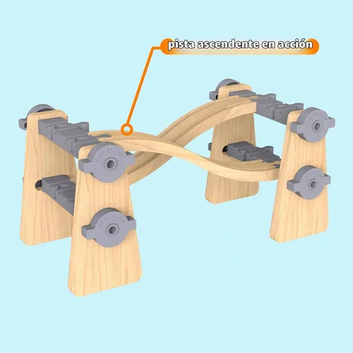 Vista 5 de ORBRIUM Tren de madera de alta calidad, paquete de 8 carriles de tren de madera, accesorios para tren de juguete, compatible con todos