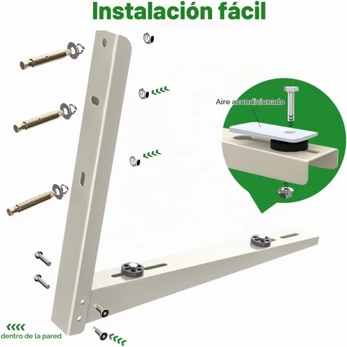 Vista 5 de Mini soporte de montaje en pared dividida plegable Soporte de Soporte a prueba de óxido para mini split AC 7000 BTU a 12000 BTU, máximo 400 libras