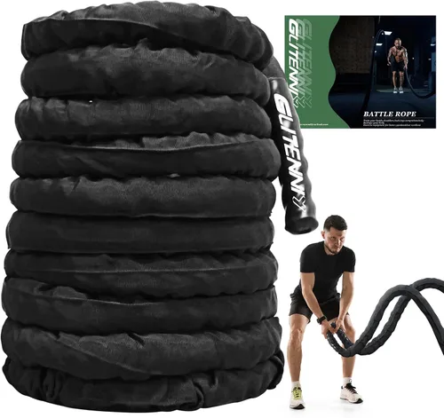 Vista 8 de Cuerda de batalla rosa de 1 pulgada, 30 pies, cuerda de batalla para gimnasio en casa, ejercicio para entrenamiento de ejercicio, entrenamiento