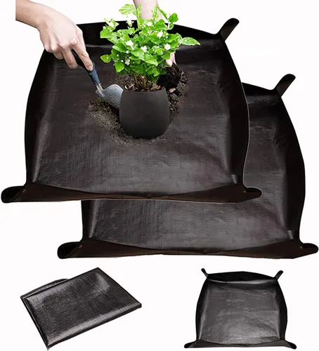 Vista 6 de BIUWING Tapete plegable para trasplante de plantas de interior, 2 piezas, tela de trabajo de jardín, impermeable, gruesa, para jardinería