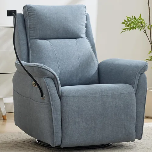 Vista 10 de Silla reclinable eléctrica con soporte para teléfono, mecedora giratoria resistente a los arañazos, mecedora mecedora mecedora para guardería, silla