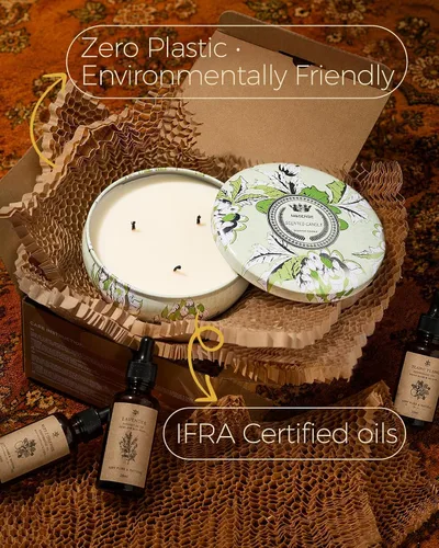 Vista 55 de M&SENSE Velas aromáticas de bayas cítricas, vela grande de lata de soja de 3 mechas, más de 40 horas de tiempo de combustión, cera vegana 100%