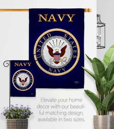Vista 8 de Breeze Decor Bandera de jardín de 13 x 18.5 pulgadas, con licencia oficial de las Fuerzas Armadas de los Estados Unidos de la Marina de los Estados
