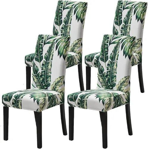 Vista 30 de Juego de 4 fundas para sillas de comedor, elásticas de elastano estampadas, fundas para sillas de comedor, lavables, extraíbles para sillas Parsons