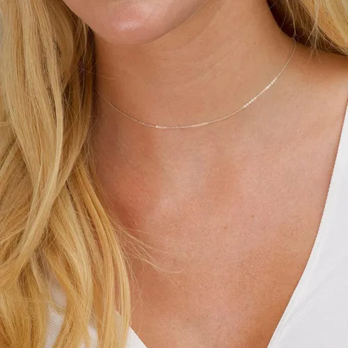 Vista 3 de Jewelry Affairs Collar de cadena de cuerda de oro amarillo de 14 quilates, 0.016 in