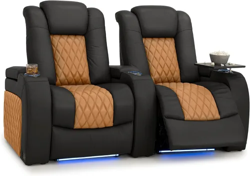 Vista 98 de Seatcraft Asiento de cine en casa Diamante Marrón Reclinable Individual