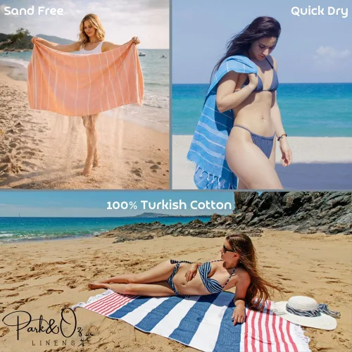 Vista 8 de PARK & OZ Toalla de playa turca, de gran tamaño, 100% algodón, de secado rápido y sin arena, 72 x 40 pulgadas, ultra absorbente, ligera y compacta