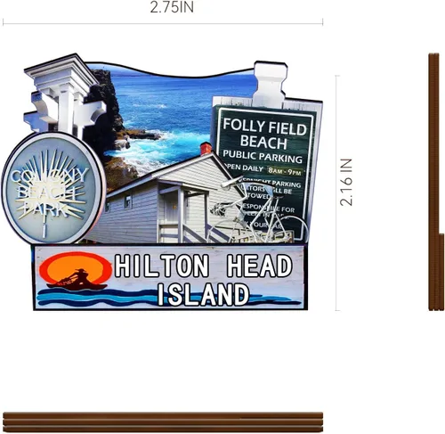 Vista 3 de Imán de madera de Hilton Head Island de los Estados Unidos 3D para nevera, recuerdos coleccionables, decoraciones artesanales hechas a mano