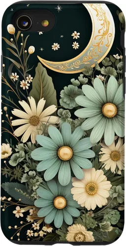 Vista 18 de Sage Green Wildflower Floral Moon Flower Botanical Case for iPhone 17