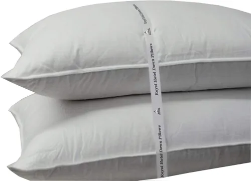 Vista 4 de Royal Bedding Almohada de plumón de lujo – 500 hilos 100% algodón Shell, tamaño estándar, firme, juego de 2