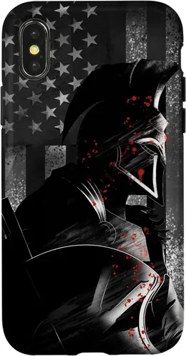 Vista 5 de Funda patriótica para iPhone 16 con bandera de Estados Unidos Spartan Warrior griego antiguo