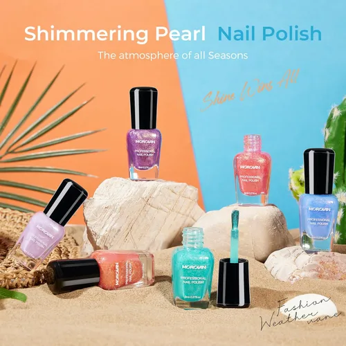Vista 2 de Morovan Juego de esmalte de uñas degradado: esmalte de uñas de perlas de primavera y verano, esmalte de uñas rosa, azul, morado, secado rápido