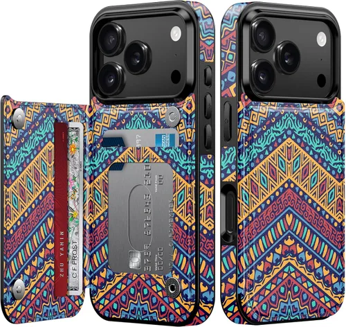 Vista 282 de LETO para iPhone 15 Pro Funda tipo cartera - Tapa tipo folio con patada - Diseños de moda - Tarjetero - Funda protectora para mujeres y niñas - 6.1