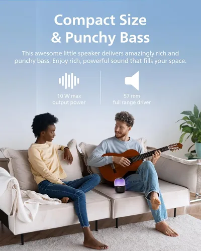 Vista 2 de Philips S2108 Altavoz Bluetooth portátil, 5 W RMS, 7 horas de reproducción, emparejamiento estéreo TWS, efectos de luz LED, carga USB-C, graves