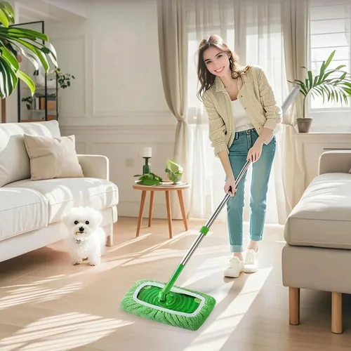 Vista 3 de Paquete de 12 almohadillas reutilizables de vellón de coral para trapear, paños lavables para trapear húmedo y paños para barrer en seco