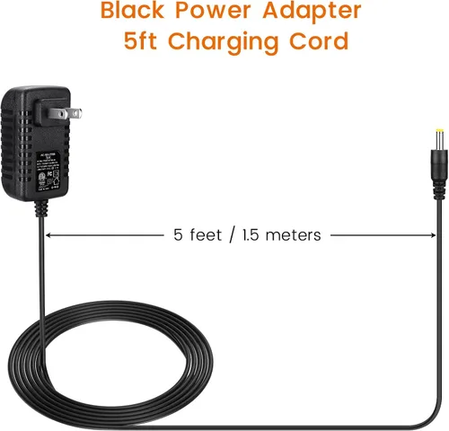 Vista 7 de Adaptador de cable de alimentación de 15 W para reloj inteligente Echo Spot y altavoz inteligente Pop - Cable largo de enchufe de pared negro, 5 pies