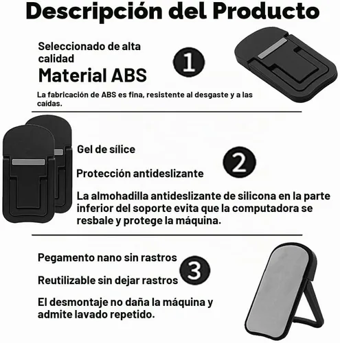 Vista 8 de 2 soportes portátiles para laptop, elevador ajustable para laptop, refrigeración ergonómica, mini soporte invisible para computadora de escritorio