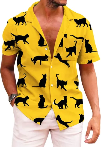 Vista 198 de KYKU - Camisa hawaiana funky para hombre, ropa tropical para vacaciones en Palm Beach