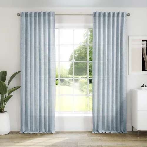 Vista 62 de Cortinas de Lino Natural Color Crema de 84 Pulgadas de Largo para Sala de Estar, Juego de 2 Paneles de Lino Texturizado con Trabillas Traseras