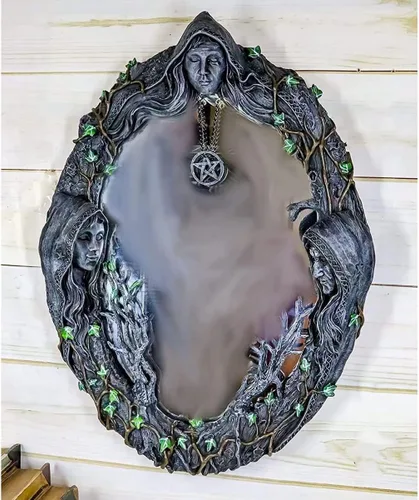 Vista 5 de fenlan Triple Moon Goddess - Espejo de pared con espejo retro puntiagudo