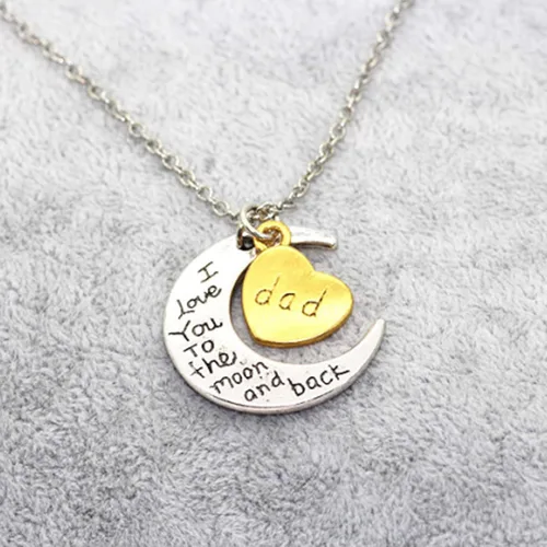 Vista 9 de SEniutarm Collares para mujeres y niñas I Love You tallada letra luna amor corazón colgante collar de joyería familiar regalo colgante cadena