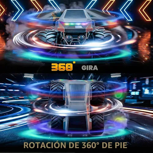 Vista 2 de BEZGAR 1:20 4WD RC Cyber Style Truck con rotación de 360° y luces (gris)