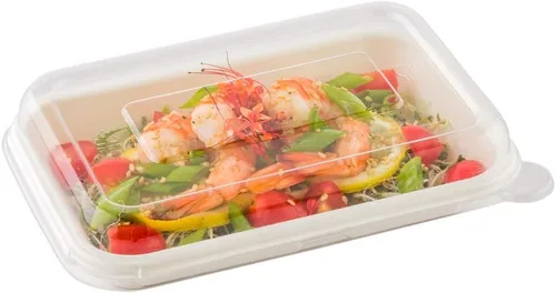 Vista 2 de Restaurantware Solo tapas: tapas de cúpula de plástico Pulp Tek, 100 tapas desechables para contenedores, los contenedores se venden por separado