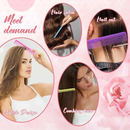 Vista 4 de Meanplan 24 peines profesionales de peluquería para peluquería de fibra de carbono, dientes anchos y finos, pelo multiusos para hombres y mujeres