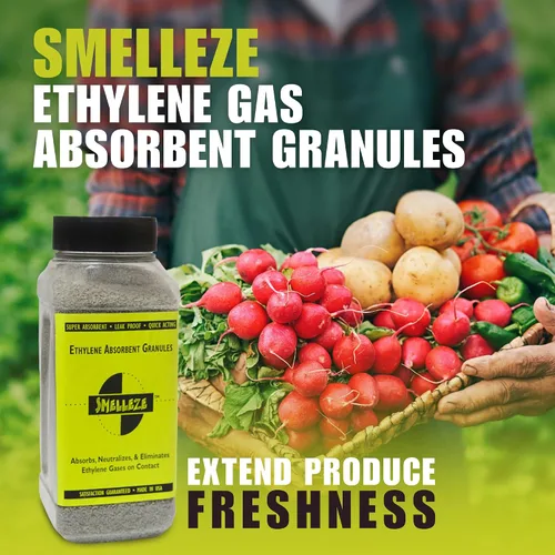 Vista 2 de SMELLEZE Gránulos absorbentes de gas etileno natural - 0.039 in: 2 lb. Botella Absorbs ethylene gas to keep fruit, vegetables & flowers fresher