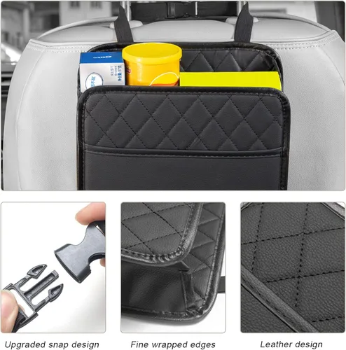 Vista 5 de DXNQ Organizador de respaldo de asiento de automóvil, bolsa colgante plegable de gran capacidad con 3 bolsillos adicionales, organizador