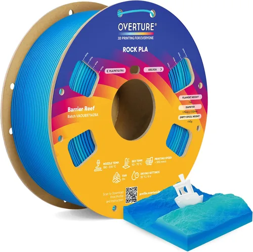 Vista 10 de OVERTURE - Filamento PLA Rock de 1.75 mm, para impresora 3D de mármol, carrete de 2.2 libras, precisión dimensional +/- 0.02 mm, para impresoras FDM