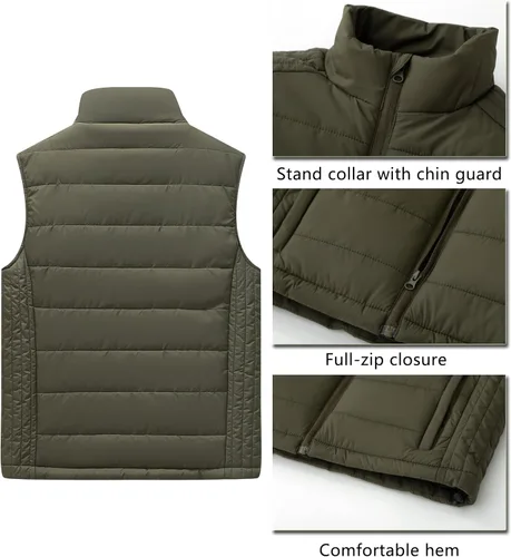 Vista 3 de Vcansion Chaleco acolchado con cuello alto casual para hombre