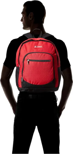Vista 10 de Everest Mochila casual con bolsillo lateral de malla, RojoNegro, Mochila casual con bolsillo lateral de malla