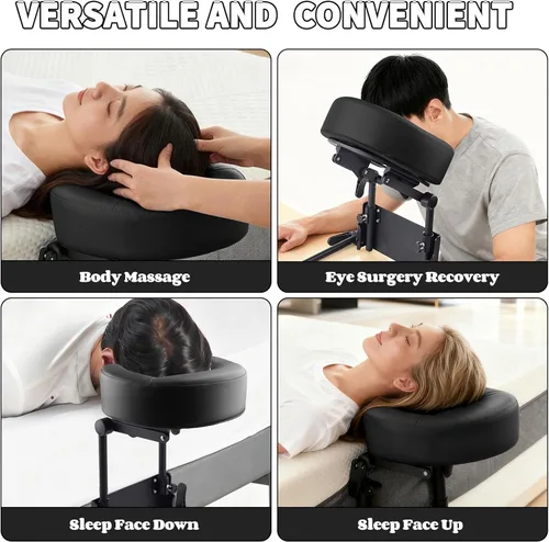 Vista 5 de TOROKOM Soporte ajustable para reposacabezas y almohada facial (color negro)